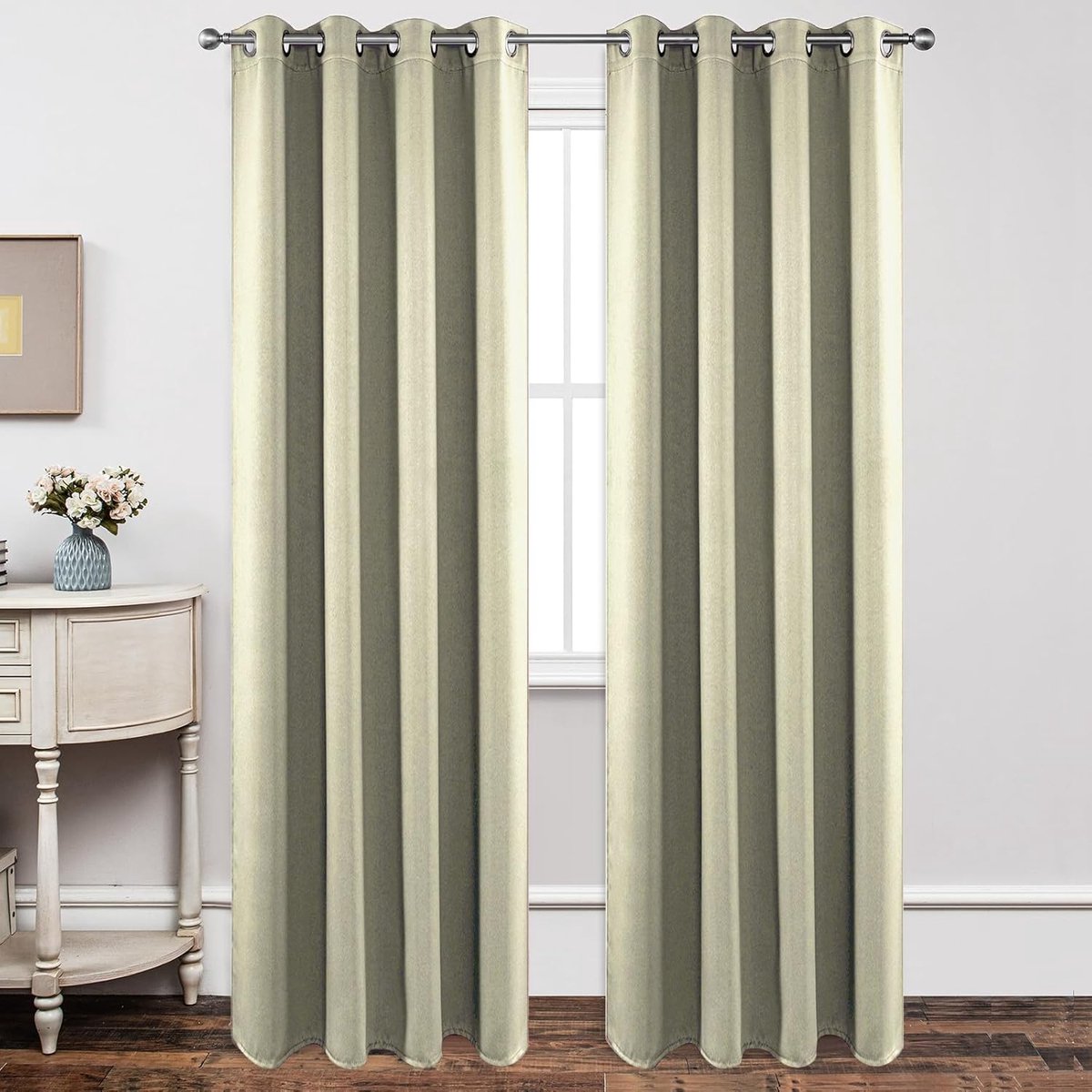 Ondoorzichtige Gordijnen 2 Stuks H 245 x B 140 cm Lichtbeige Thermod gordijn met inslagringen