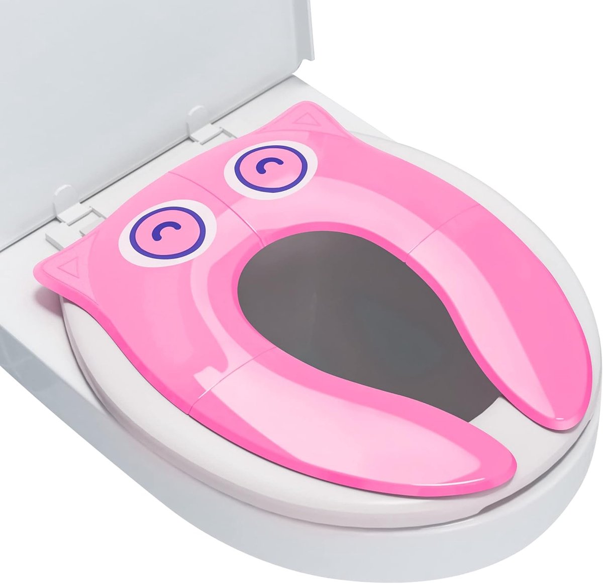 Goedkoopste Draagbare pottenstoel voor peuters, reizen, opvouwbaar, antislip toiletbrilhoes voor meisjes, baby's, kinderen, met trekkoord (roze uil