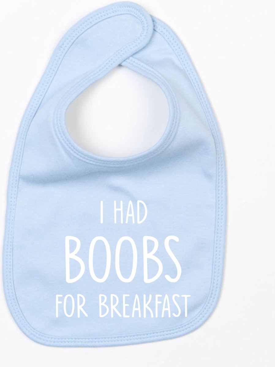 Goedkoopste Slabbetje Boobs for breakfast-Licht Blauw-One Size