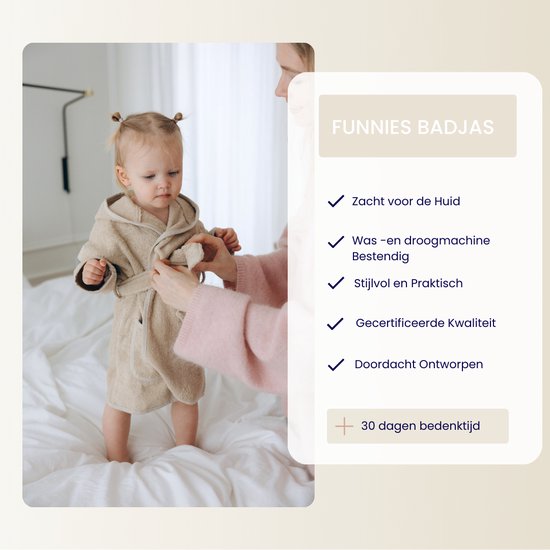 Funnies Badjas Zwart 0-12 Maanden Baby Badjas, Badjas Kinderen, Peuterbadjas - 100% Katoenen Badstof - Zacht en Absorberend - Perfect na Zwemmen, Douchen of Badderen - Ideaal als Cadeau voor Baby’s en Kinderen van Merkloos — afbeelding 3
