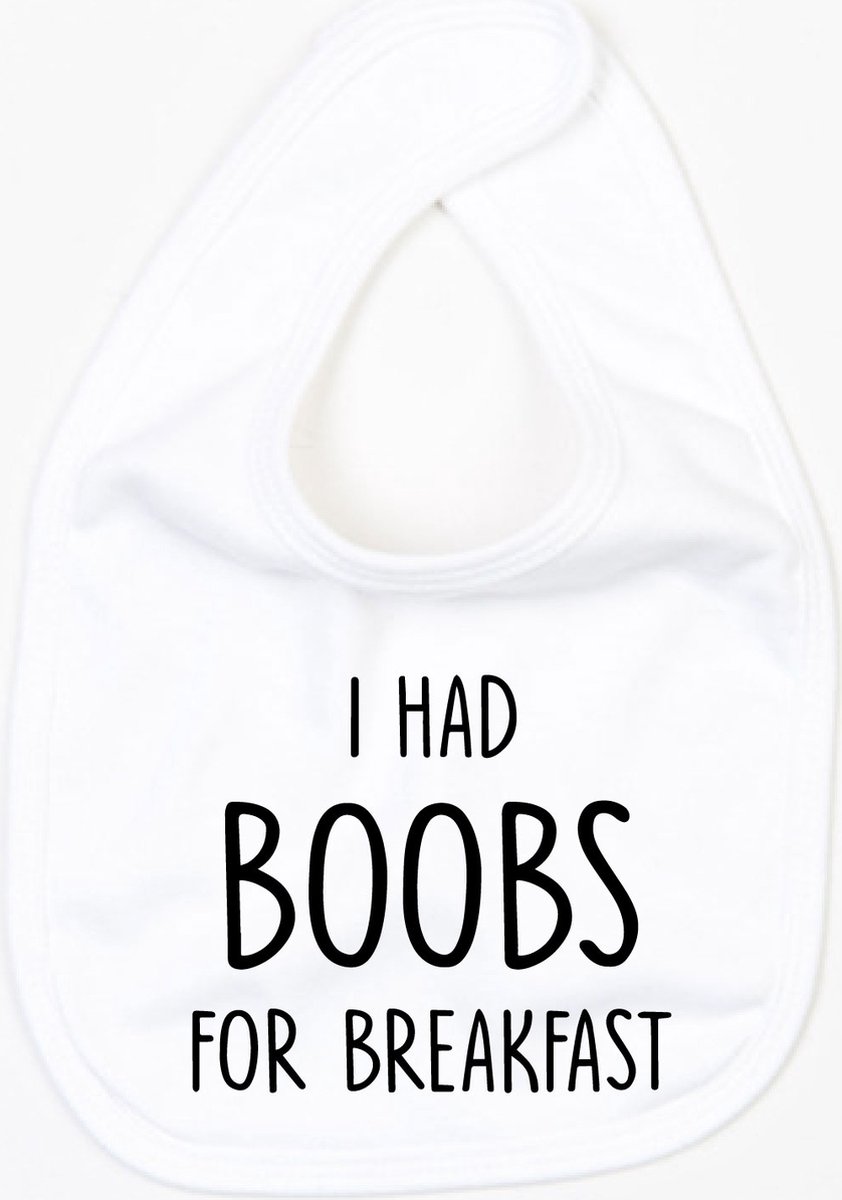 Goedkoopste Slabbetje Boobs for breakfast-Wit-One Size