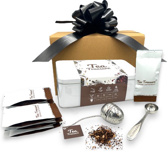 Foto: Tea treasure proefpakket smaken losse thee verse thee theefilter theeblik moederdag maatschep thee theegeschenk cadeaupakket thee proeverij theebeleving adventskalender natuurlijke aroma biologisch