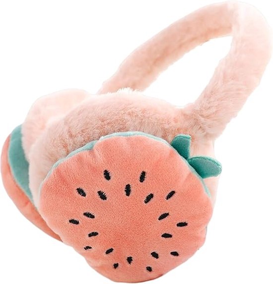 Cache-oreilles - 2 pièces - Cache-oreilles - Cache-oreilles en peluche - Cache-oreilles carotte - Cache-oreilles fraise - Cache-oreilles d'hiver - Pliable - Couvre-chef - Coupe-vent - Protection chaude - Accessoires d'hiver - Cadeau de Noël - Rose