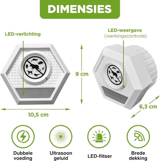 AILEDA Ultrasoon Ongediertewerend Middel – 4 Stuks, Voor Muggen, Muizen, Kakkerlakken, Ratten & Insecten, 120 M² Dekking