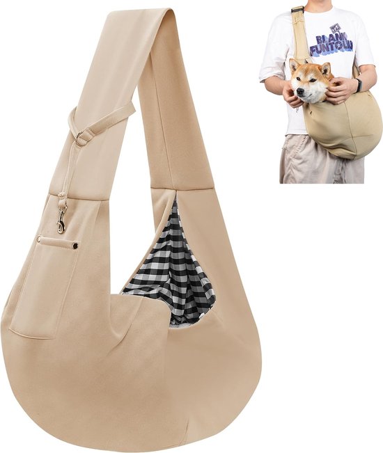 Honden Draagtas - Honden Draagzak - Waterdicht - Hondentas - Reistas Kat - Draagzak Hond - Pets Draagtas Hond - Buikdrager Kleine Hond Voor Onderweg - Dierendraagtas - Max 10 Kg - Hondendraagtas - Voor Katten, Honden En Huisdieren - Khaki