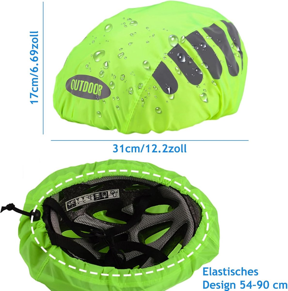 Fietshelm regenbescherming met waterdichte hoes - 2 stuks - Reflecterende helmhoes voor fiets - Beschermt tegen regen - Roze en Groen – foto 4