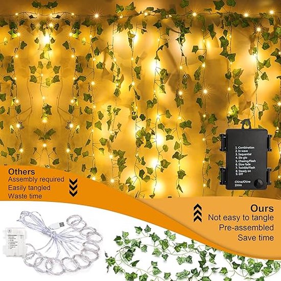 AdalyRoma USB-lichtgordijn voor Kerstmis, 1 x 1 m, transparante kabel, 100 leds, warmwit, voor binnen en buiten, gordijnen voor bruiloften, Kerstmis, feestjes en tuin