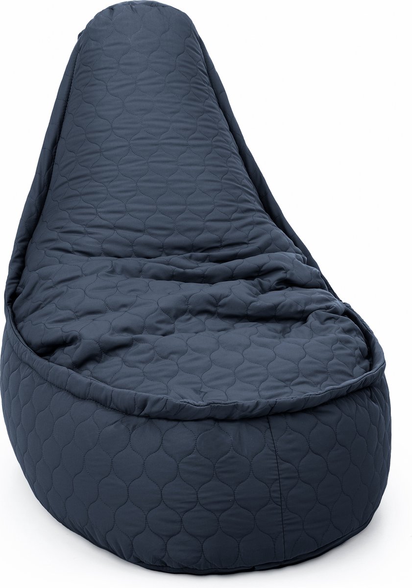 Drop & Sit - zitzak/stoel - tijdloos gewatteerd nylon - Noa SR voor volwassenen en kinderen - donkerblauw - 75 x 95 - 180 liter