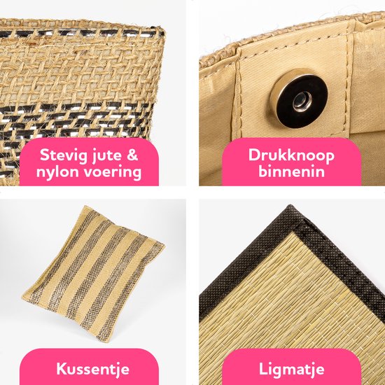 Strandtas met Kussentje en Ligmatje - Shopper - Strandtassen - Naturel / Zwart