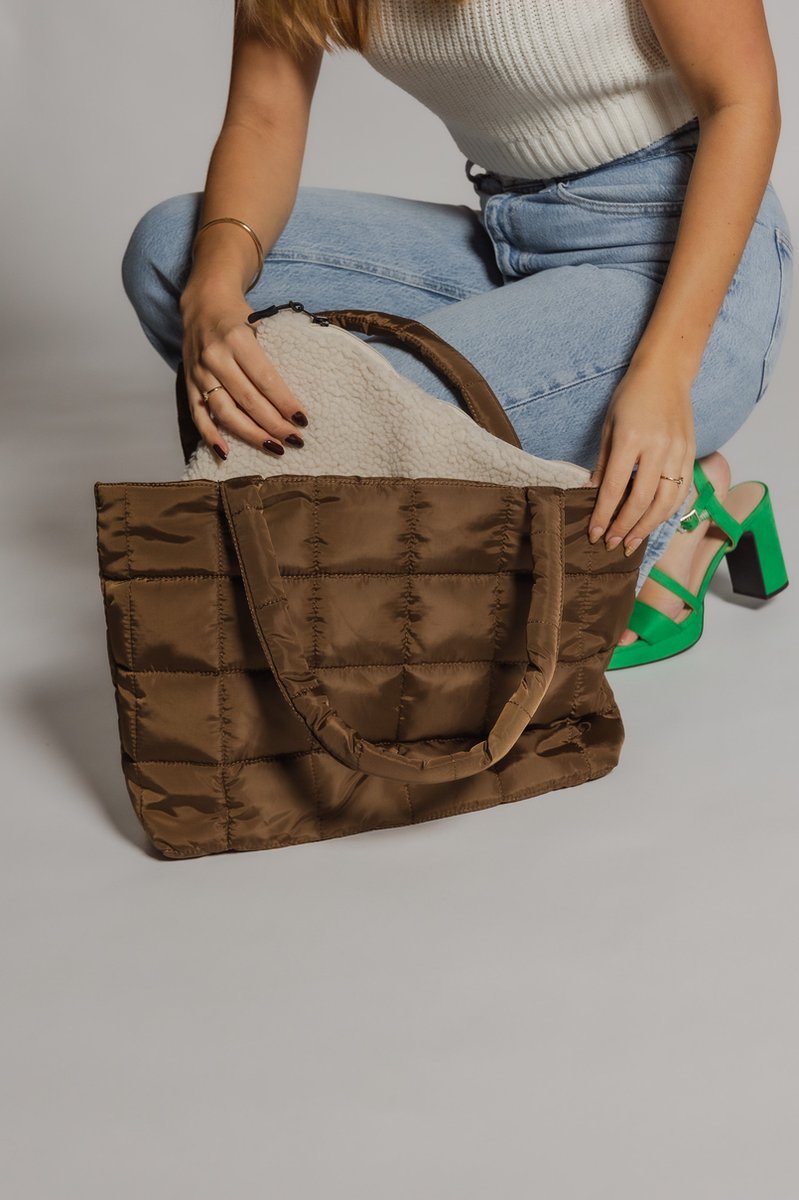 Puffer shopper schoudertas zwart online bestellen
