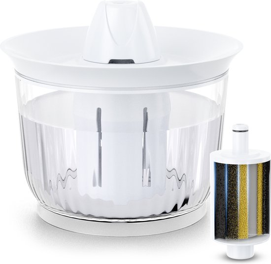 Petree Splash Waterfontein voor Huisdieren - Drinkfontein Kat en Hond met Filter - Stille Pomp en Automatische Bijvulling