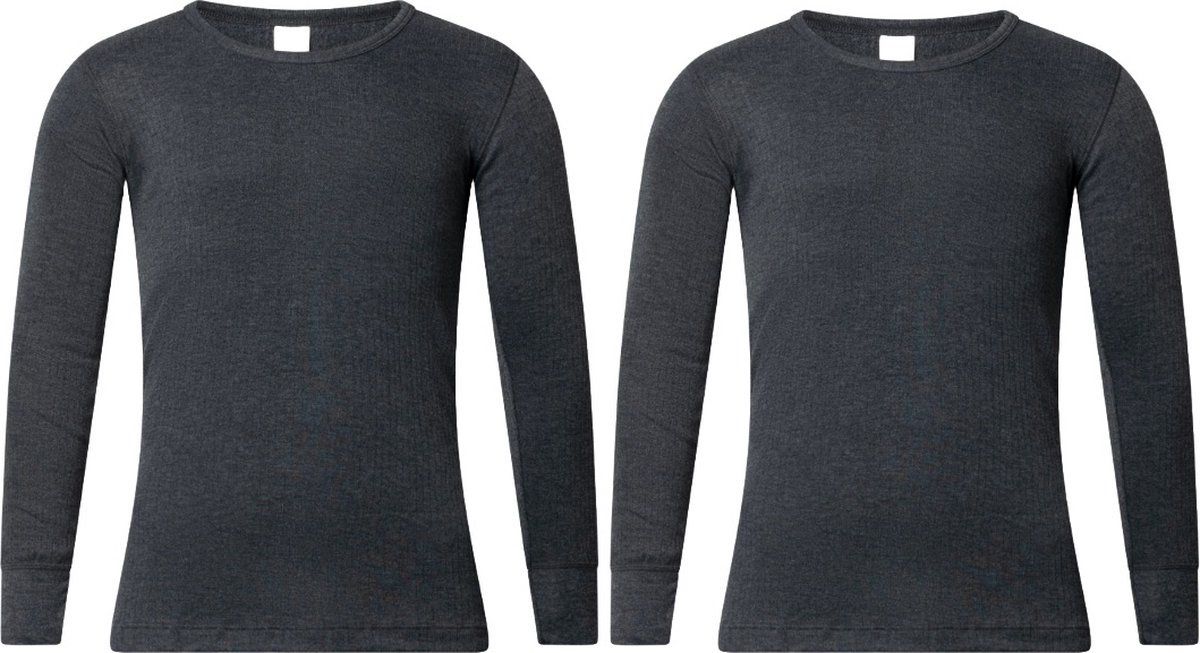 Gentlemen - 2 heren thermo T-shirts - lange mouw - antraciet - maat S