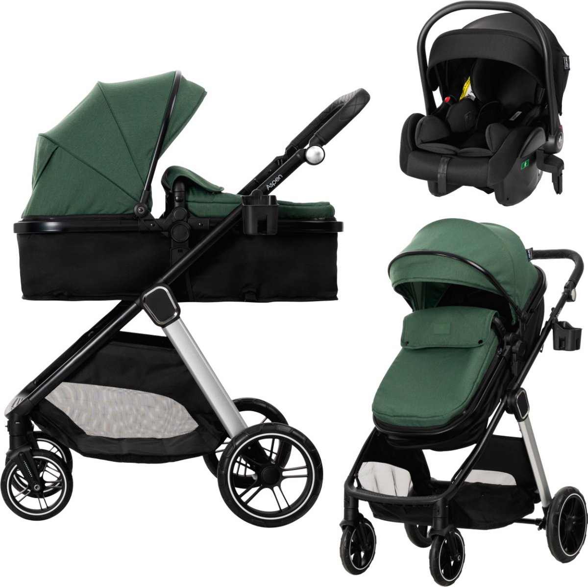 Lorelli Aspen Green 3-in-1 Combi Kinderwagen incl. i-Size Autostoel