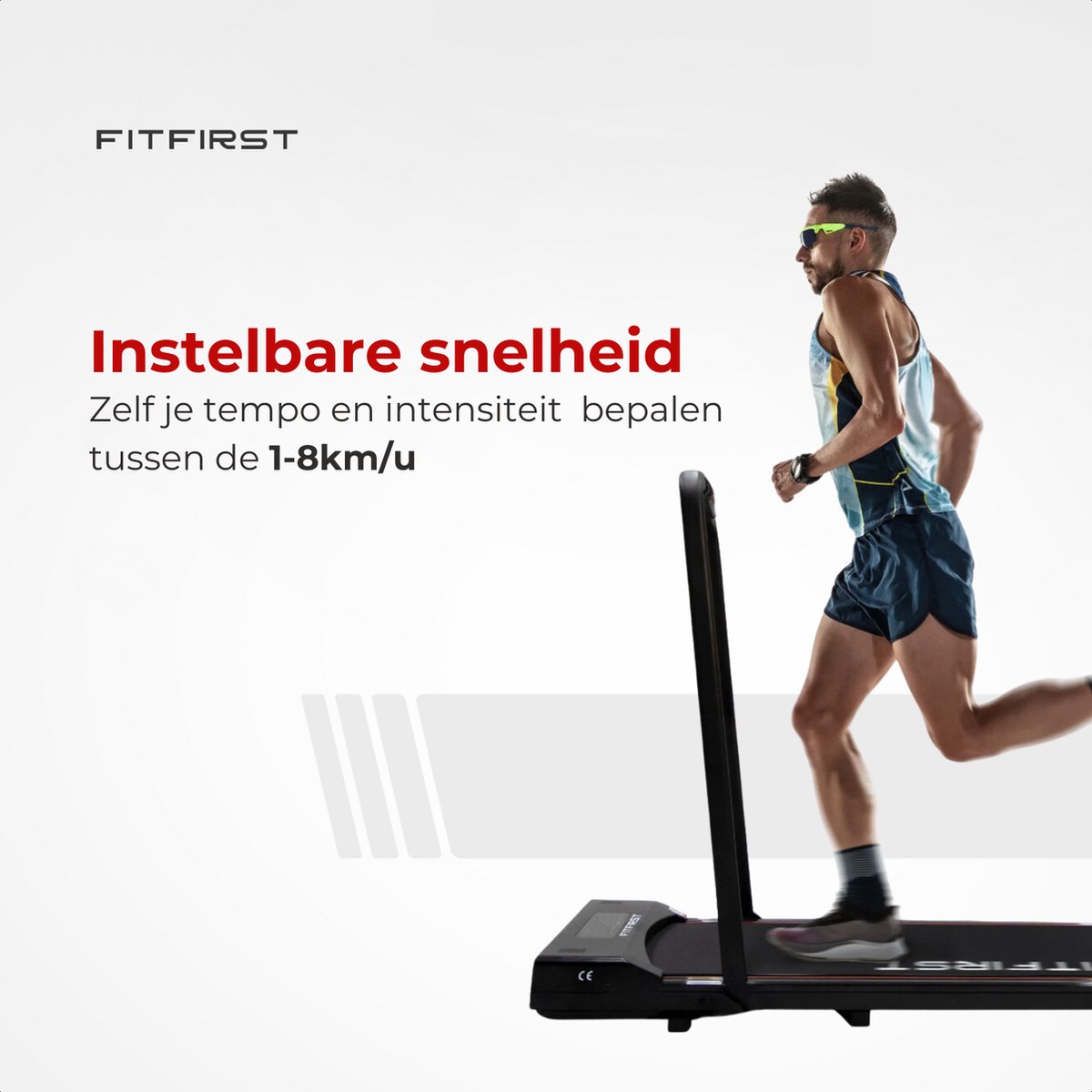 Afbeelding 2 van FitFirst® Jogger - Loopband met ingebouwde Speakers en App - Inklapbaar en verrijdbaar - Met afstandsbediening - Display met Trainingsinformatie - Telefoonhouder - Bluetooth - Hometrainer Fitness - Ideaal voor onder bureau