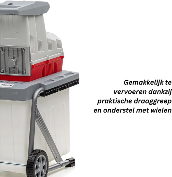 IKRA Professionele Hakselaar Versnipperaar - Hakselaar Electrisch 60L - Takken Versnipperaar Hakselaar - 3000W - Max. Ø44mm - Incl. Wielen, Opvangzak, Duurzame Draaimessen - Heggen, Bomen en Haag -Tuinonderhoud van IKRA — afbeelding 3