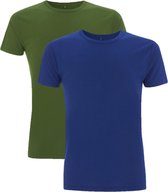 heren shirts bamboe 2-pack mix L Groen-Kobalt blauw