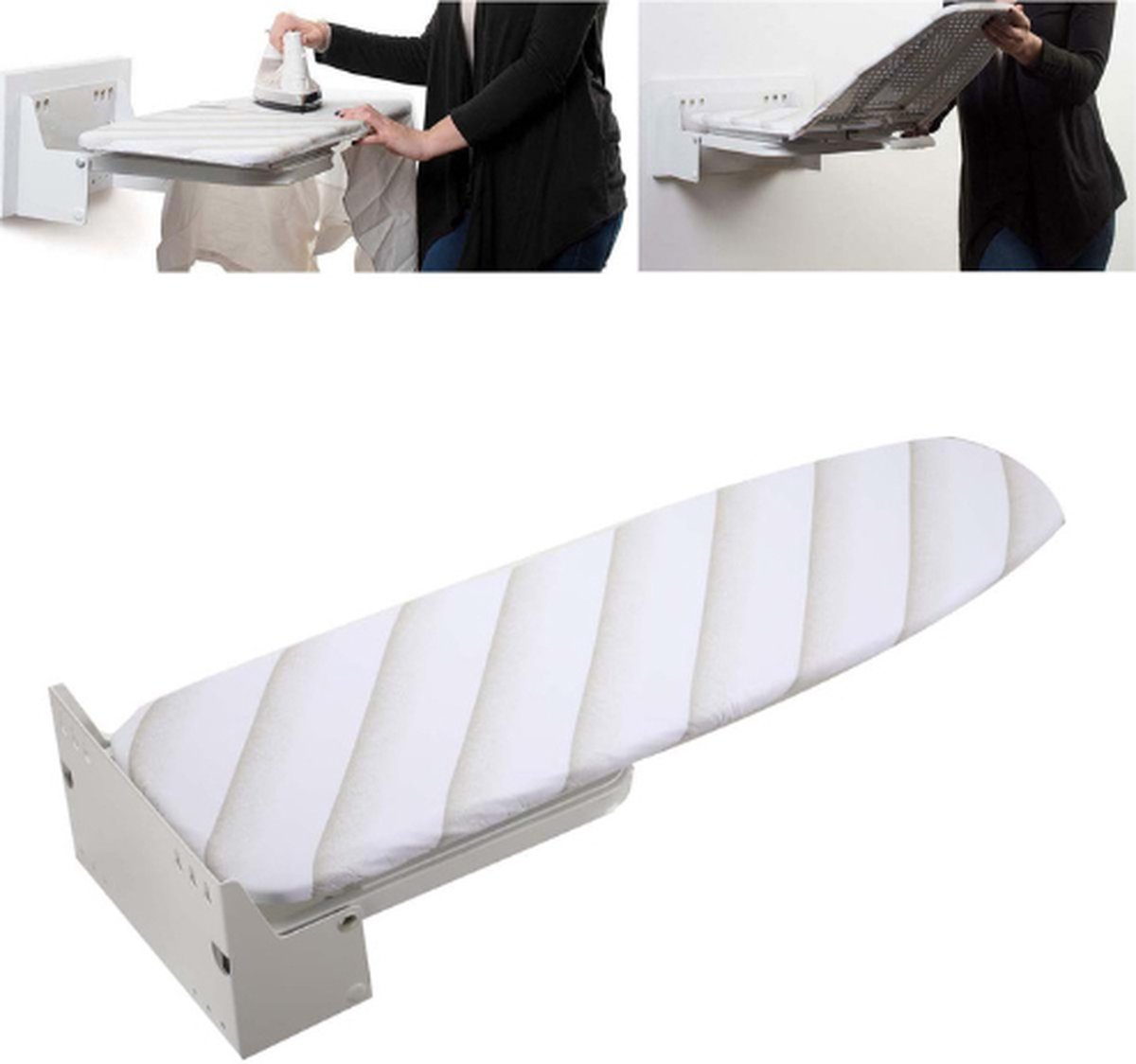 Strijkijzer Houder Wandmontage - Hittebestendig | Met Draadopslag & Haken | Voor Kast Of Muur