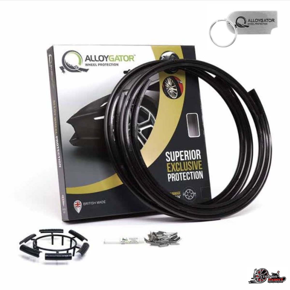 Alloygator Velgbescherming + Schraper | Zwart | Stoeprand Bescherming | EXCLUSIVE (12-24" inch)