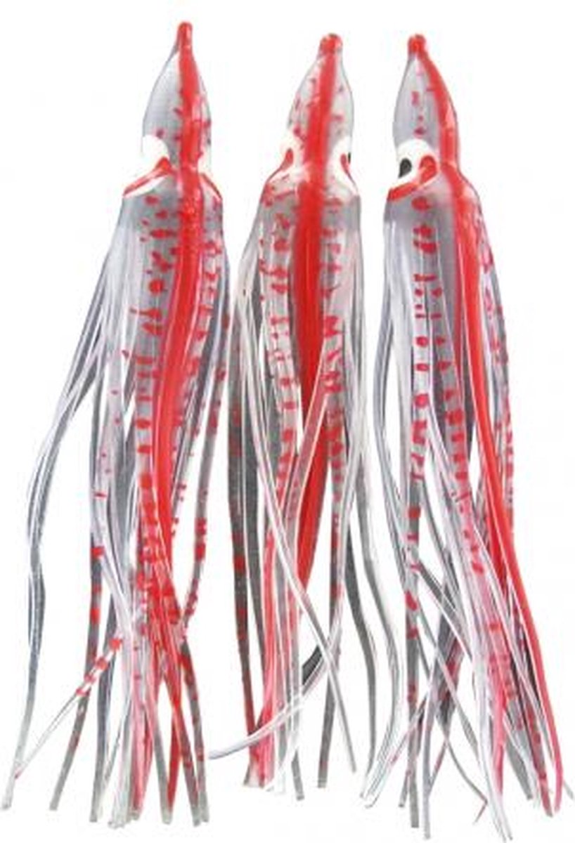 Dega Octopus bijvangers 3 stuks 12cm | transparant - rood