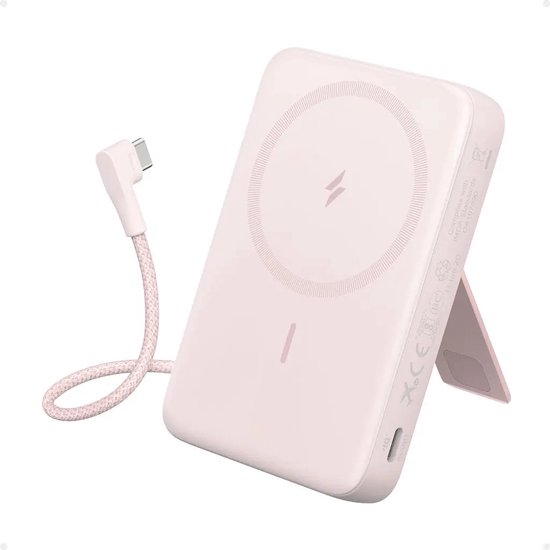 Anker Zolo Magnetische Powerbank 10000mAh Draadloos Roze - Anker - €49,99