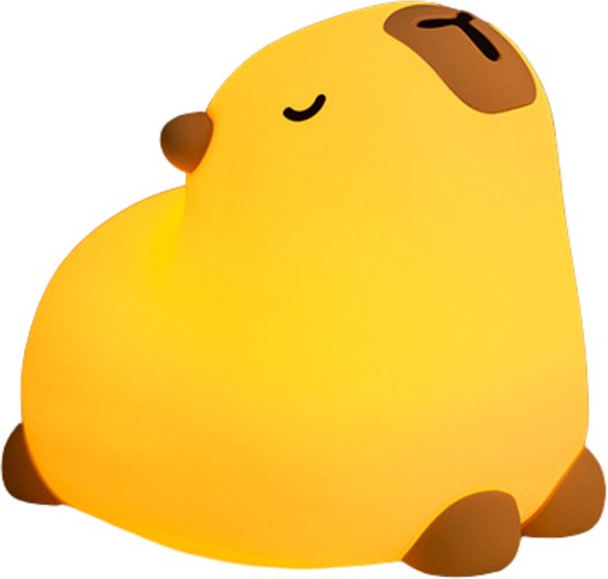 Nachtlampje voor Kinderen | Capibara Knaagdier | 100% BPA vrij | Oplaadbaar | Timer | Dimbaar | Nachtlampje Baby | USB | LED | Zacht Siliconen | Babykamer verlichting | Veilig voor kinderen | Cadeau | Slaaptrainer | Kinder lampje | Capybara