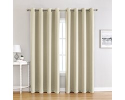 Gordijnen Beige - Verduisterend - Verduisterende gordijn met ringen - 1 stuk thermische gordijnen voor slaapkamer en kantoor - 100x250 cm