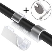 DOWO® - Clips de câble autocollants - avec Velcro - Support de câble - Tape 3M - Attache-câbles - Organisateur de câble - 50 pièces - Transparent - M