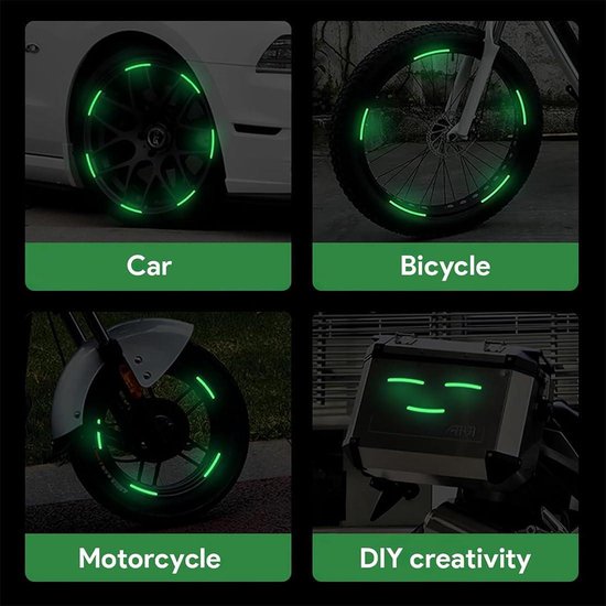 Lichtgevende ventieldoppen, set van 12, universele fluorescerende
