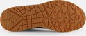 Buitenzool van de Skechers sneaker, met een bruin, robuust en geometrisch patroon.