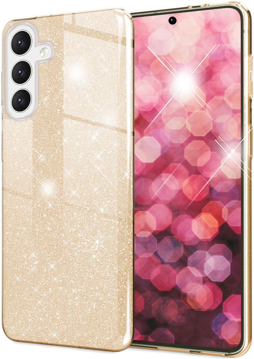 Casemania Hoesje Geschikt voor Samsung Galaxy A56 - Goud - Glitter Back Cover
