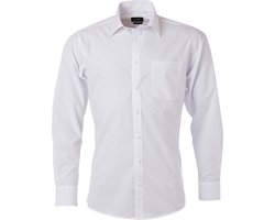 James and Nicholson Heren Longsleeve Poplin Shirt (Wit)