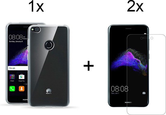 registreren Belegering regen Huawei P8 Lite 2017 hoesje siliconen case hoes cover transparant - 2x Huawei  P8 Lite... | bol.com