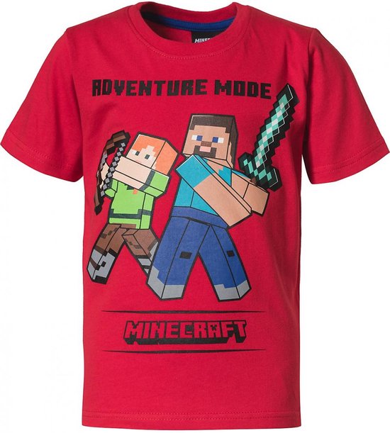 Minecraft t-shirt rood Maat 116/6 jaar bol