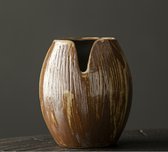 Petit vase en grès roux, engobé et émaillé - Olivier Noël