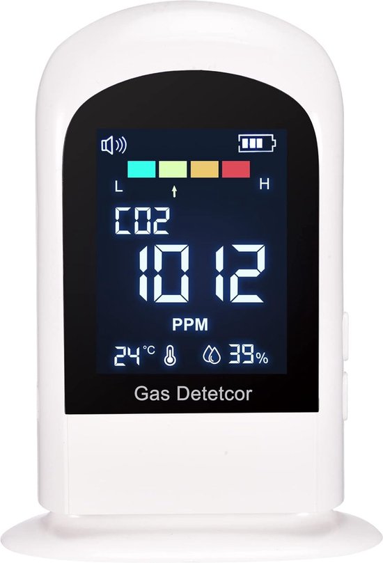 Foto: Ecoworks 3 in 1 co2 meter voor binnen draadloos luchtkwaliteitsmeter co2 melder co2 monitor