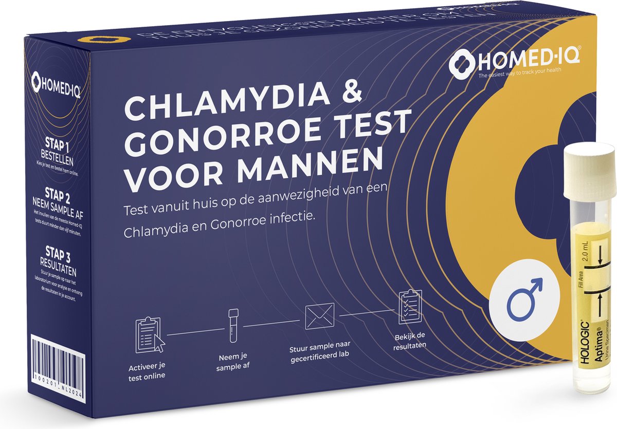 Goedkoopste Homed-IQ - SOA Thuistest Man - Chlamydia & Gonorroe test - Test op Chlamydia Trachomatis en Neisseria gonorrhoeae - Laboratorium Test