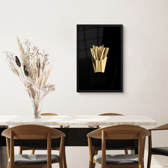 Cadre photo avec affiche - Cadre affiche 40x60 cm - Posters - Frites - Or - Chrome - Nourriture - Photo dans cadre - Décoration murale Cuisine - Accessoires Décoration murale - Décoration murale - Peintures