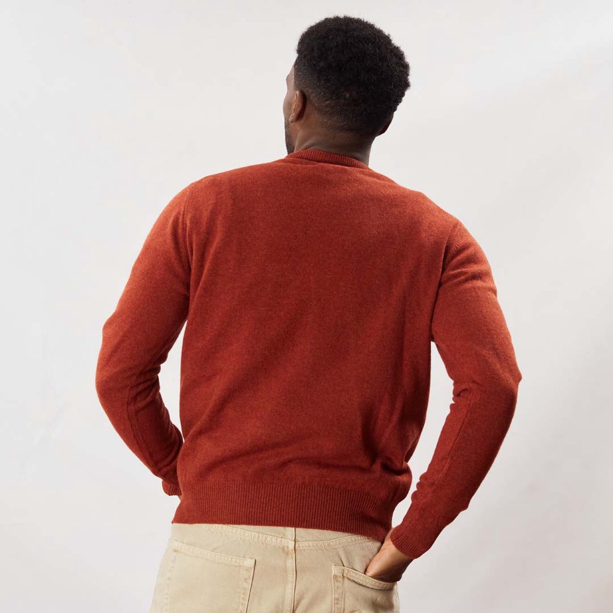 Osborne Knitwear Trui met ronde hals - Sweater heren in Lamswol - Pullover Heren - Ember - S