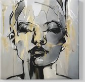 Peinture sur toile carrée - Portrait de femme - Abstrait - 40x40x2 cm