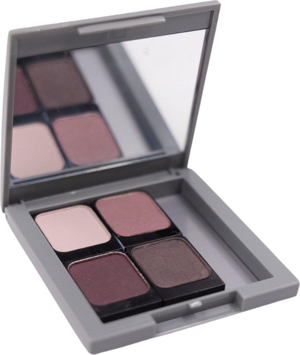 Oogschaduw palette - eyeschadow colors - John v G -eggplant - beige - bruin - aubergine - 4 kleuren eyeshadow incl stevig doosje met spiegel en applicator - cadeau moeder - kerst gift present