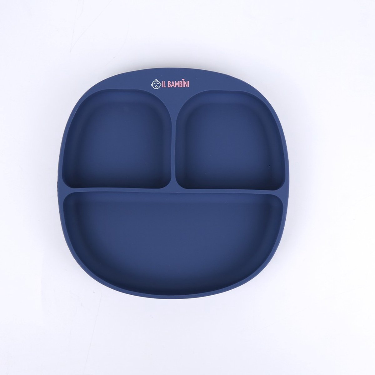 Goedkoopste IL BAMBINI - Kinderbord - Baby bord - Kinderservies - vakkenbord - Donkerblauw - Siliconen BPA vrij - Onbreekbaar - 17 x 17 cm