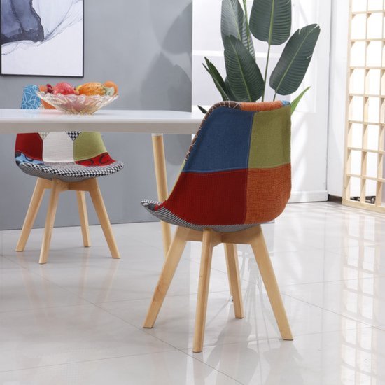 Kleurrijke Linnen Stoelen - Eetkamerstoel - Voor Woonkamer en Eettafel
