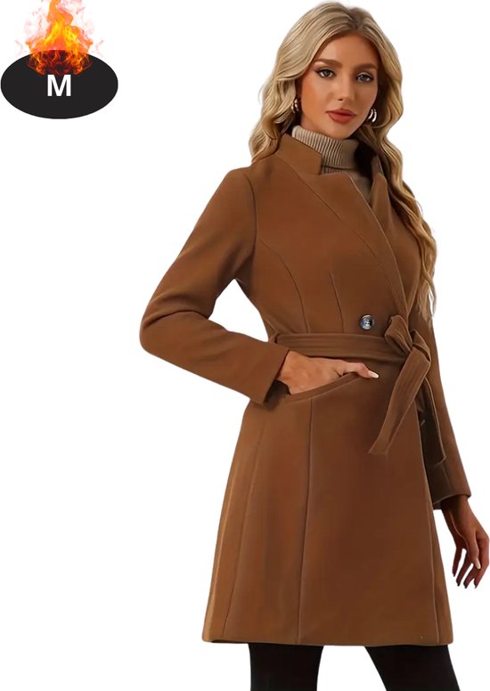 Dames Winter Jas Blazer Wollen Jas Slim Fit, Kanpola Business Vrouwenjas Herfst Winter Trenchcoat Lange Warme Grote Maten Overgangsjas, 20, grijs, 42