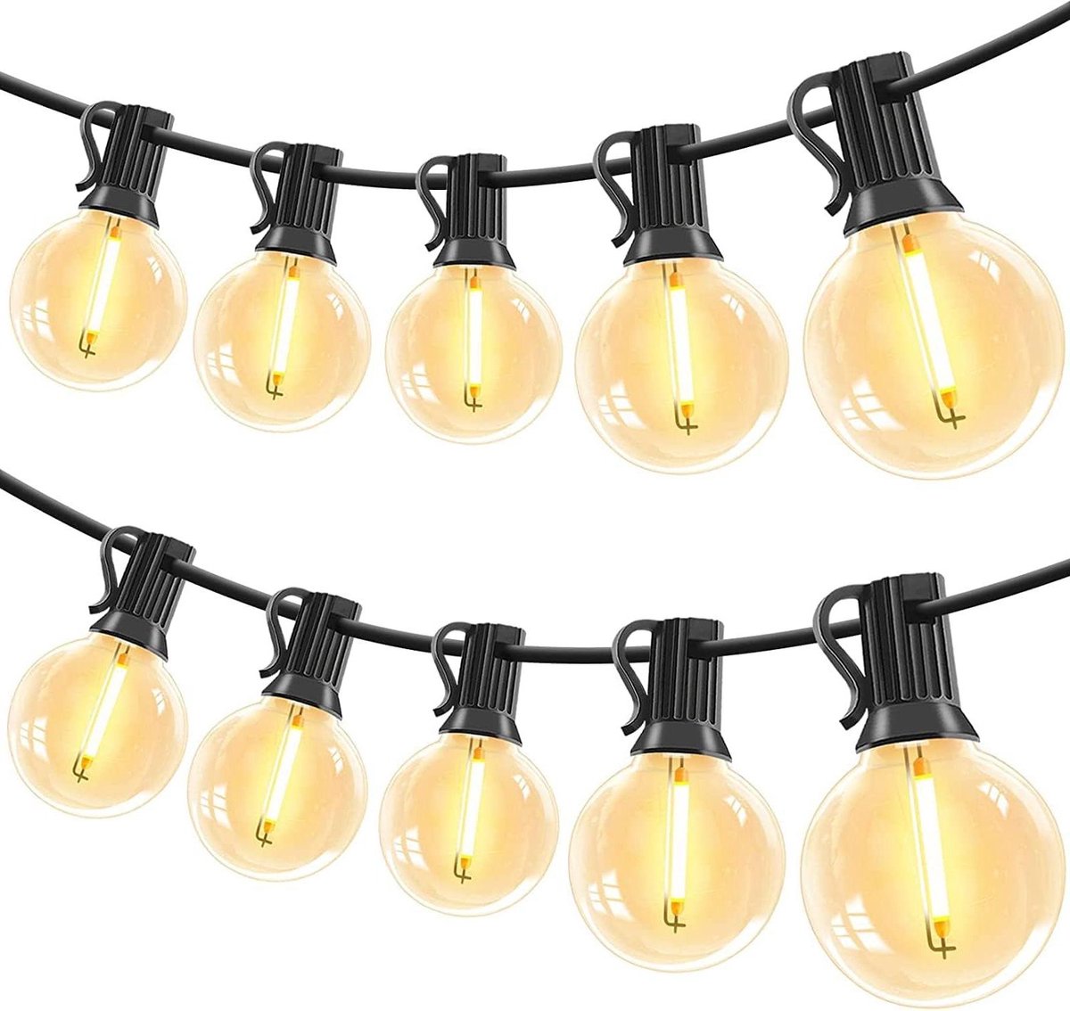 Lichtsnoer 20 meter met 28 + 2 G40-lampen voor buiten - IP44 waterdicht - Zomerse tuinverlichting voor balkon, barbecue, feest, terras, patio