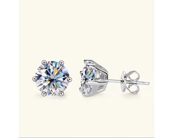 Oorknoppen met labaratorium gecreeerde moissaniet - 0.5ct - 925 sterling zilver verguld - Moissaniet - 5mm - The Jewellery Salon