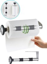 Rilenta Keukenrolhouder - Extra Stevig Zelfklevend - RVS - Compacte Houder voor Keukenrol en Keukenpapier - Rollenhouder - Metaal - Keukenrolhouders - Hangend - Staand - Papierrolhouder - Wandmodel
