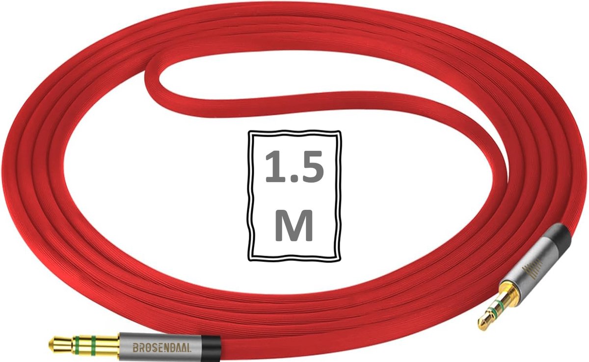 Brosendaal Aux Kabel - Audio kabel 3 5 mm jack to jack - Audiokabel 1,5 Meter - rood