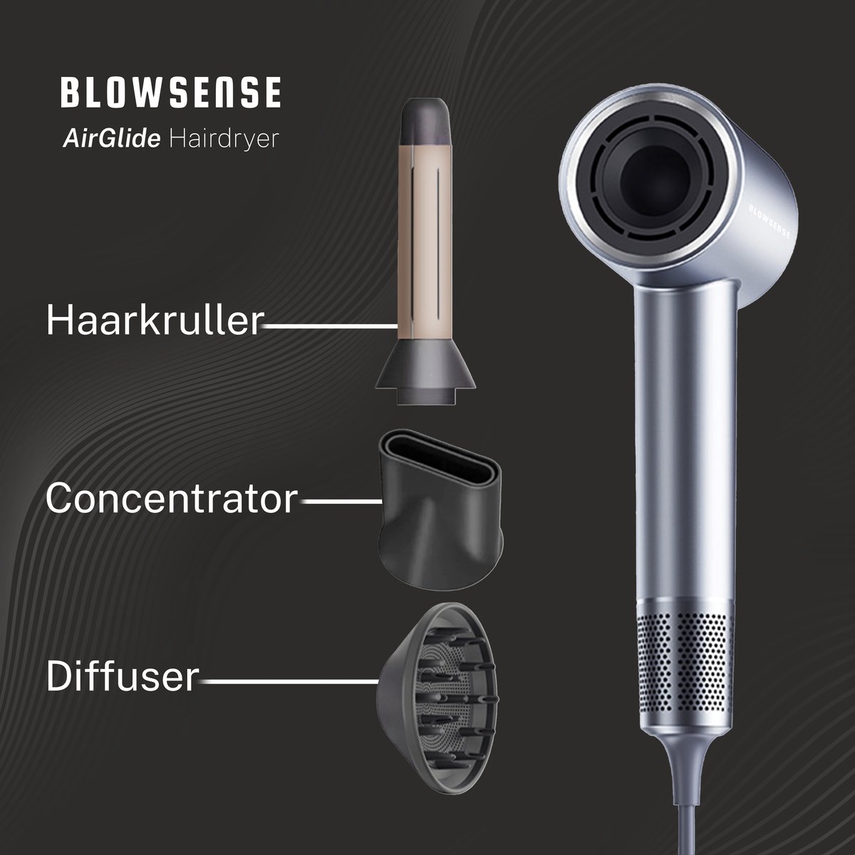 AirGlide - LED Scherm - Föhn met diffusers - Haardroger - 3 - afbeelding 3