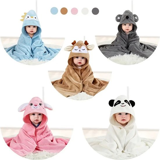 Zachte Microfiber Babybadcape met Capuchon - Panda Ontwerp - Absorberend en Ademend - Ideaal voor Douches, Inbakeren en Kinderwagenhoezen - Geschikt voor Kinderen 0-3 Jaar - 80x80 cm van Hooded Towel World — afbeelding 3