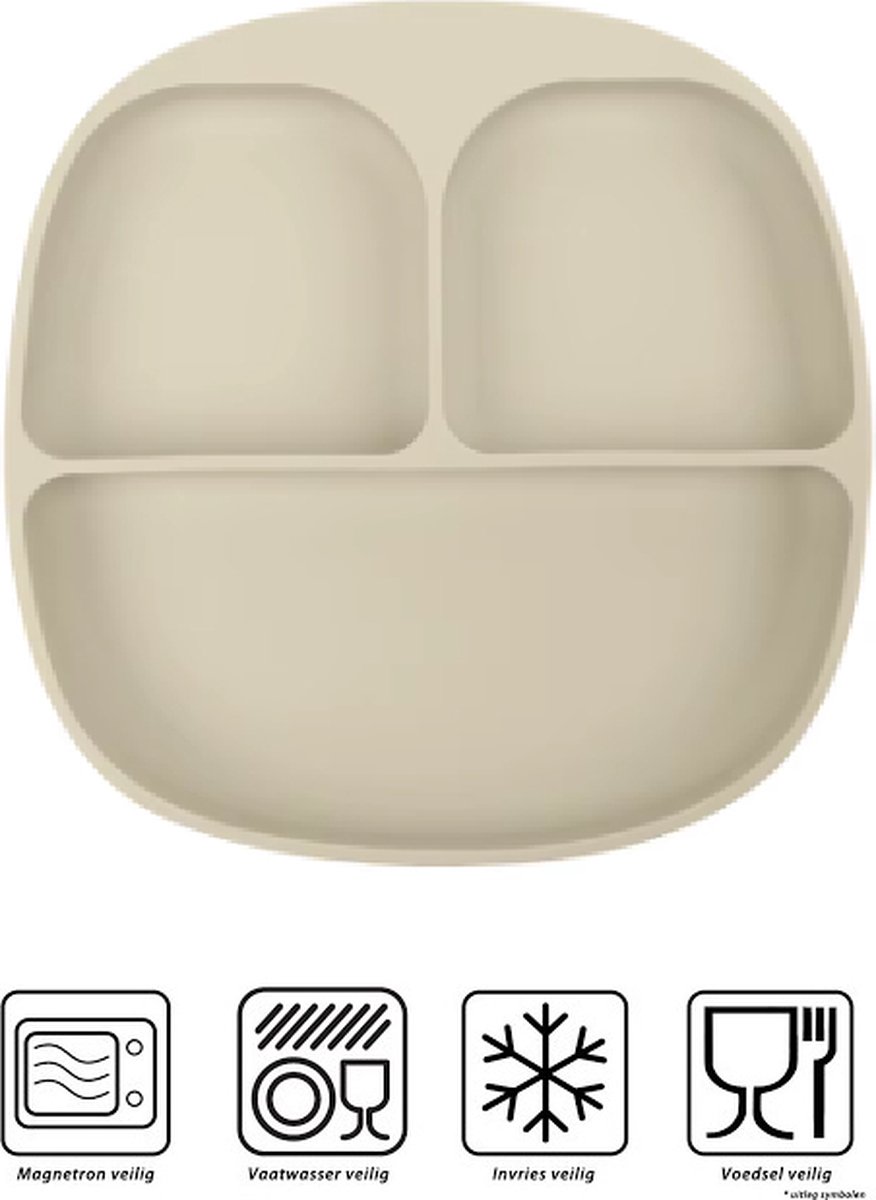 Goedkoopste Baby - Baby Bordjes - Kinderservies - Kinderbord - met zuignap - Onbreekbaar - 17X17- Beige